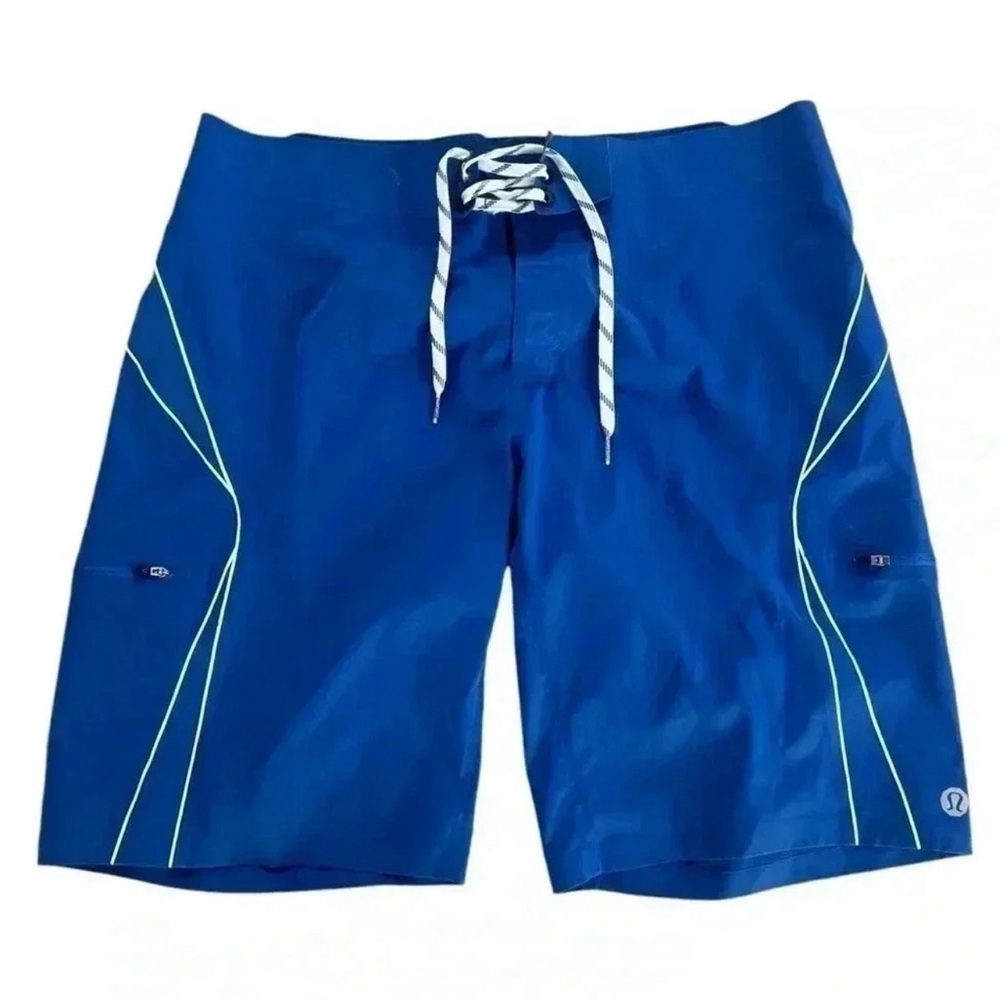 Lululemon Blue Wave Board Shorts Swim‎ Trunks Surf Shorts Drawstring Waist 38